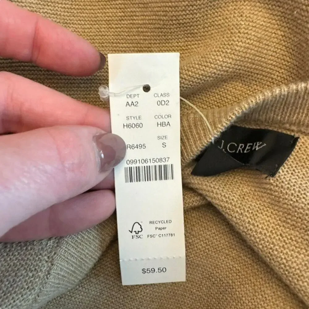 J. Crew - NWT Cotton Crewneck Sweater in Garter Stitch Sz S